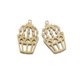 6Pcs Brass Cactus Earring Charms for Jewelry Making