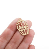 6Pcs Brass Cactus Earring Charms for Jewelry Making