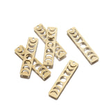 6Pcs Raw Brass Textured Moon Phase Necklace Bar Pendant Triple Crescent Moon Cha
