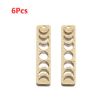 6Pcs Raw Brass Textured Moon Phase Necklace Bar Pendant Triple Crescent Moon Cha