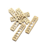 6Pcs Raw Brass Textured Moon Phase Necklace Bar Pendant Triple Crescent Moon Cha