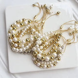 Round Shell 18K Plated Bracelets Pearl Beads Adjustable