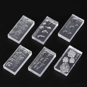 6Pcs Mini Flower Acrylic Mold for DIY Earrings Nail Art