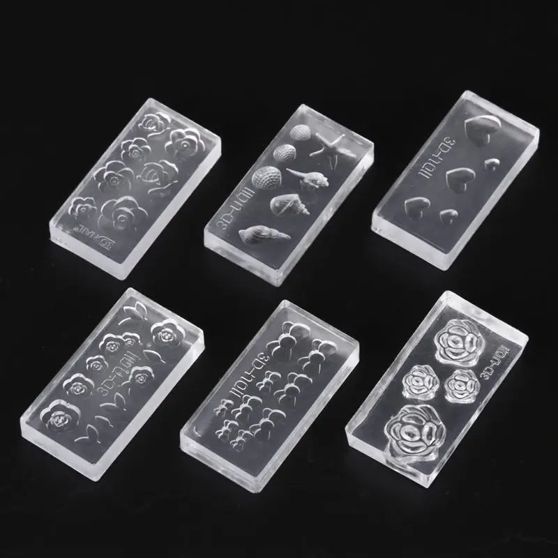 6Pcs Mini Flower Acrylic Mold for DIY Earrings Nail Art