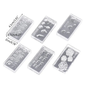 6Pcs Mini Flower Acrylic Mold for DIY Earrings Nail Art