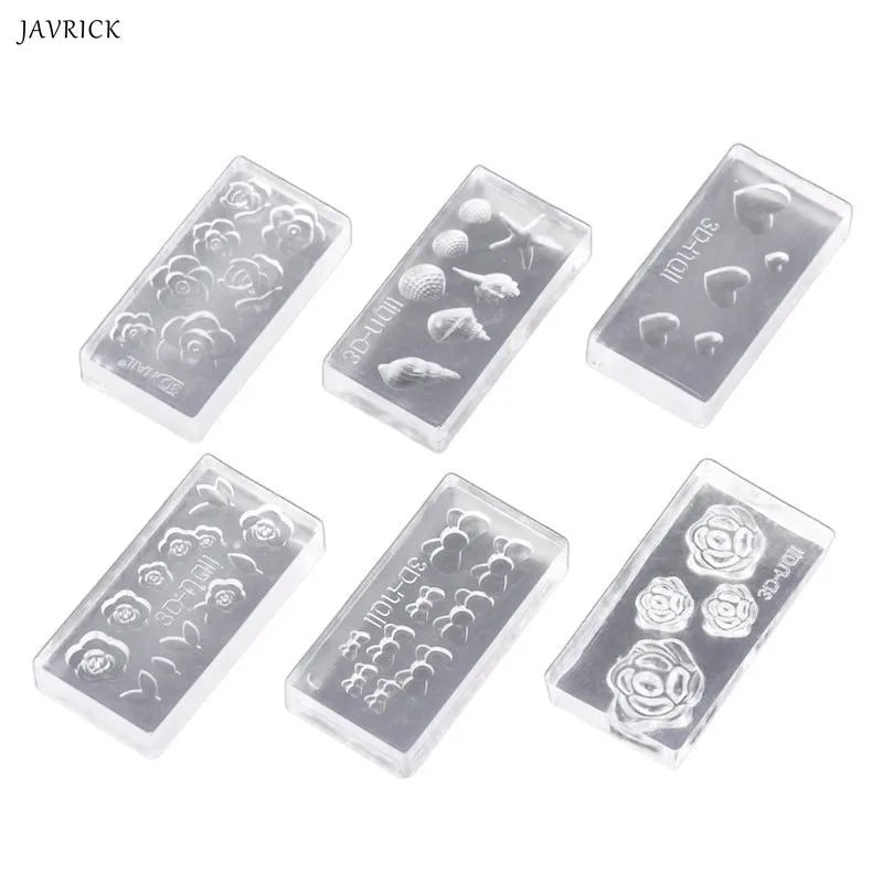 6Pcs 3D Flower Shell Conch Mold for Nail Earrings Pendant