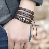 6Pcs/Set Retro Braided Leather Bracelet Diy Set