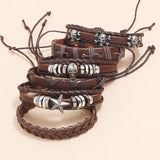 6Pcs/Set Retro Braided Leather Bracelet Diy Set