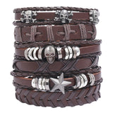 6Pcs/Set Retro Braided Leather Bracelet Diy Set