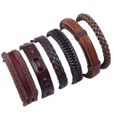 6Pcs/Set Vintage Men's Leather Bracelet Jewelry