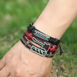 6Pcs Retro Woven Cowhide Bracelet Diy Set