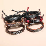 6Pcs Retro Woven Cowhide Bracelet Diy Set