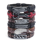 6Pcs Retro Woven Cowhide Bracelet Diy Set