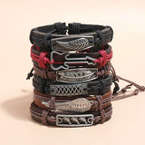 6Pcs Retro Woven Cowhide Bracelet Diy Set
