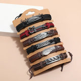 6Pcs Retro Woven Cowhide Bracelet Diy Set