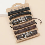 6Pcs/Set Hand-woven Leather Jewelry Diy Combo Set Cowhide Bracelet