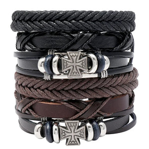 6Pcs/Set Hand-woven Leather Jewelry Diy Combo Set Cowhide Bracelet