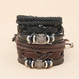 6Pcs/Set Hand-woven Leather Jewelry Diy Combo Set Cowhide Bracelet