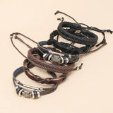 6Pcs/Set Hand-woven Leather Jewelry Diy Combo Set Cowhide Bracelet