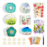 6Pcs Silicone Coaster Epoxy Resin Molds with Foil Flakes & Flowers