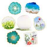 6Pcs Silicone Coaster Epoxy Resin Molds with Foil Flakes & Flowers