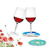 6Pcs Silicone Coaster Epoxy Resin Molds with Foil Flakes & Flowers