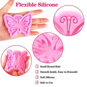 6 Pcs Silicone Keychain Molds Kit with 12 Pcs Key Rings