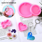 6 Pcs Silicone Keychain Molds Kit with 12 Pcs Key Rings