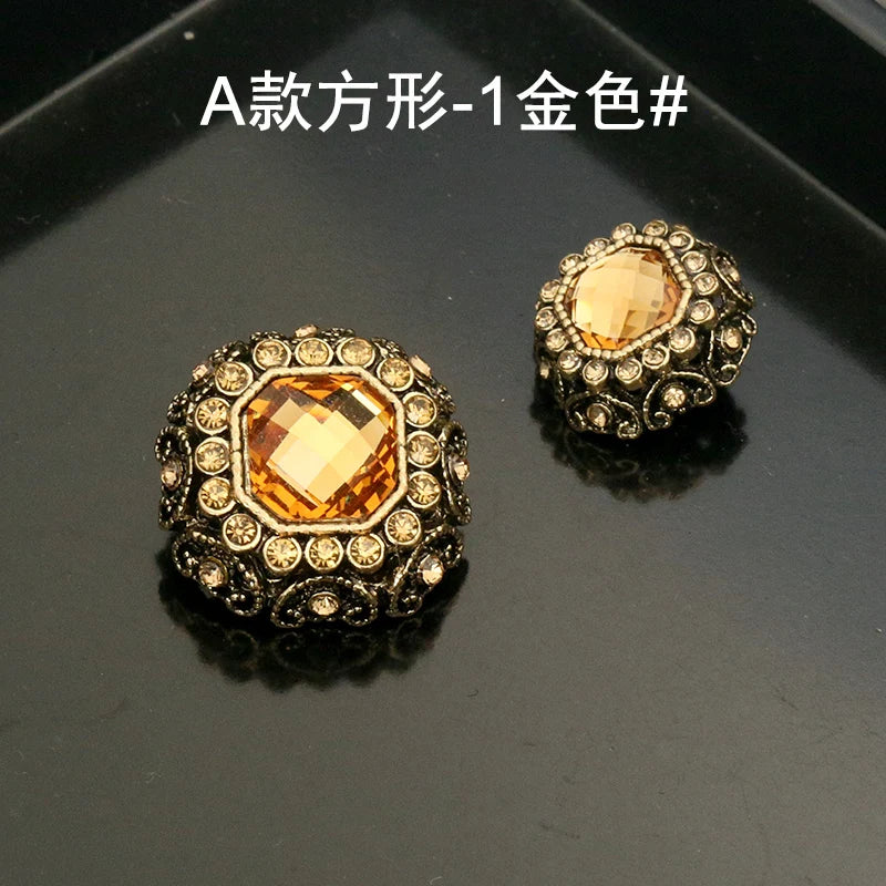 6Pcs Square Decorative Metal Buttons For Clothing Sewing Knitting DIY