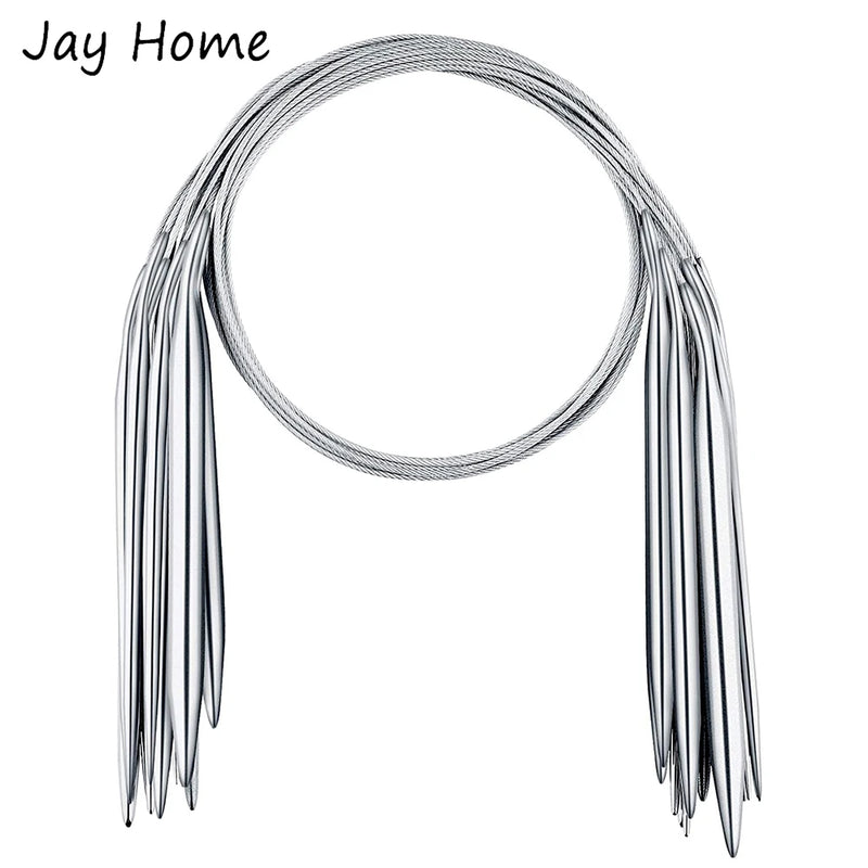 6Pcs Stainless Steel Circular Knitting Needles Set 32-Inch Crochet Yarn Weaving