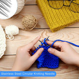 6Pcs Stainless Steel Circular Knitting Needles Set 32-Inch Crochet Yarn Weaving