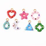 6Pcs Stainless Steel Enamel Flower Heart Charms for DIY Jewelry