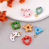 6Pcs Stainless Steel Enamel Flower Heart Charms for DIY Jewelry