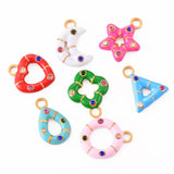6Pcs Stainless Steel Enamel Flower Heart Charms for DIY Jewelry
