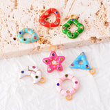 6Pcs Stainless Steel Enamel Flower Heart Charms for DIY Jewelry