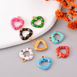 6Pcs Enamel Love Heart Charms DIY Jewelry Finding Making