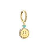 6Pcs CZ Smile Face Heart Asymmetric Earrings, Fashion Jewelry