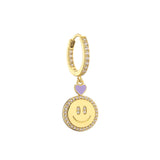 6Pcs CZ Smile Face Heart Asymmetric Earrings, Fashion Jewelry
