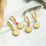 6Pcs CZ Smile Face Heart Asymmetric Earrings, Fashion Jewelry