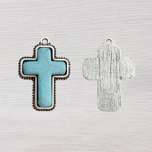 6Pcs Turquoise Cross Charms Pendants for DIY Necklace