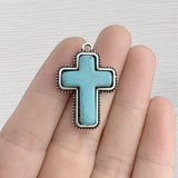 6Pcs Turquoise Cross Charms Pendants for DIY Necklace