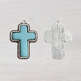 6Pcs Turquoise Cross Charms Pendants for DIY Necklace