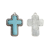6Pcs Turquoise Cross Charms Pendants for DIY Necklace