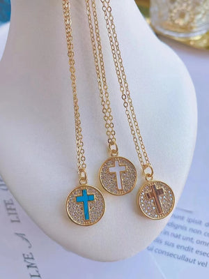 6Pcs Brass Plated Rainbow Cross Snake Pattern Zircon Shell Charms Pendant