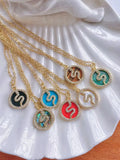 6Pcs Brass Plated Rainbow Cross Snake Pattern Zircon Shell Charms Pendant