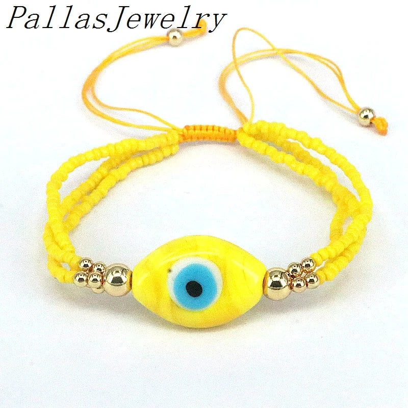 6Pcs Multicolor Seed Beads Eye Bracelet Women's Boho Style Jewelry