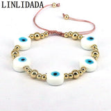 6Pcs Colorful Lucky Eye Bracelet for Women Adjustable Rope Bead Bracelet