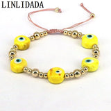 6Pcs Colorful Lucky Eye Bracelet for Women Adjustable Rope Bead Bracelet