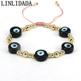 6Pcs Colorful Lucky Eye Bracelet for Women Adjustable Rope Bead Bracelet