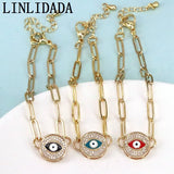 Vintage Eye Cz Charm Link Chain Bracelets for Women Jewelry